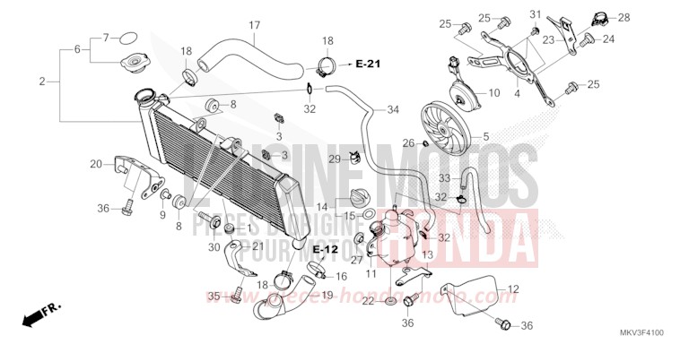 RADIATOR for Forza 750 MAT JEANS BLUE MATALLIC (PB417) from 2021